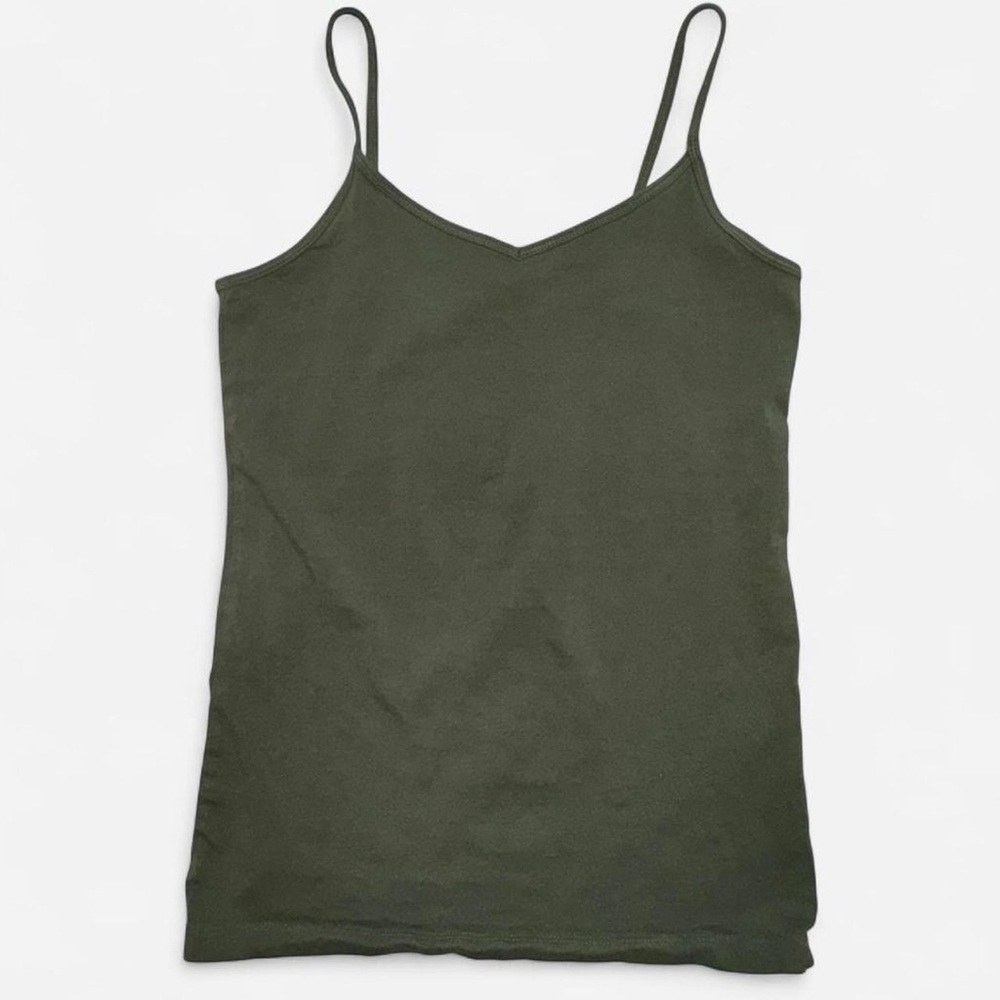 Forever 21 Olive Green Cami Tank Top Medium Stretch Basic Layering Y2K
